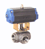 Valvola a sfera 3 vie, microfusa, acciaio inox AISI 316, filettata F/F/F, passaggio ridotto, sfera forata a T o L